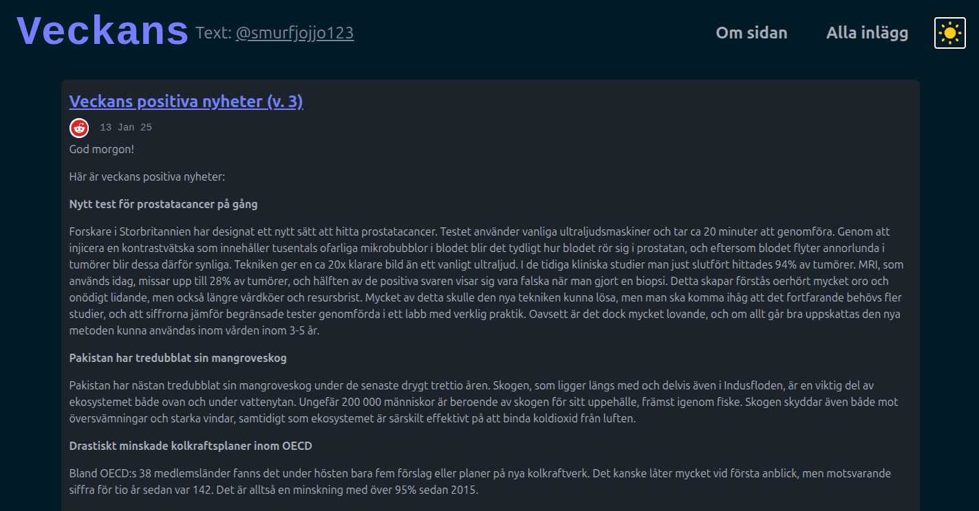 Weekly positive news